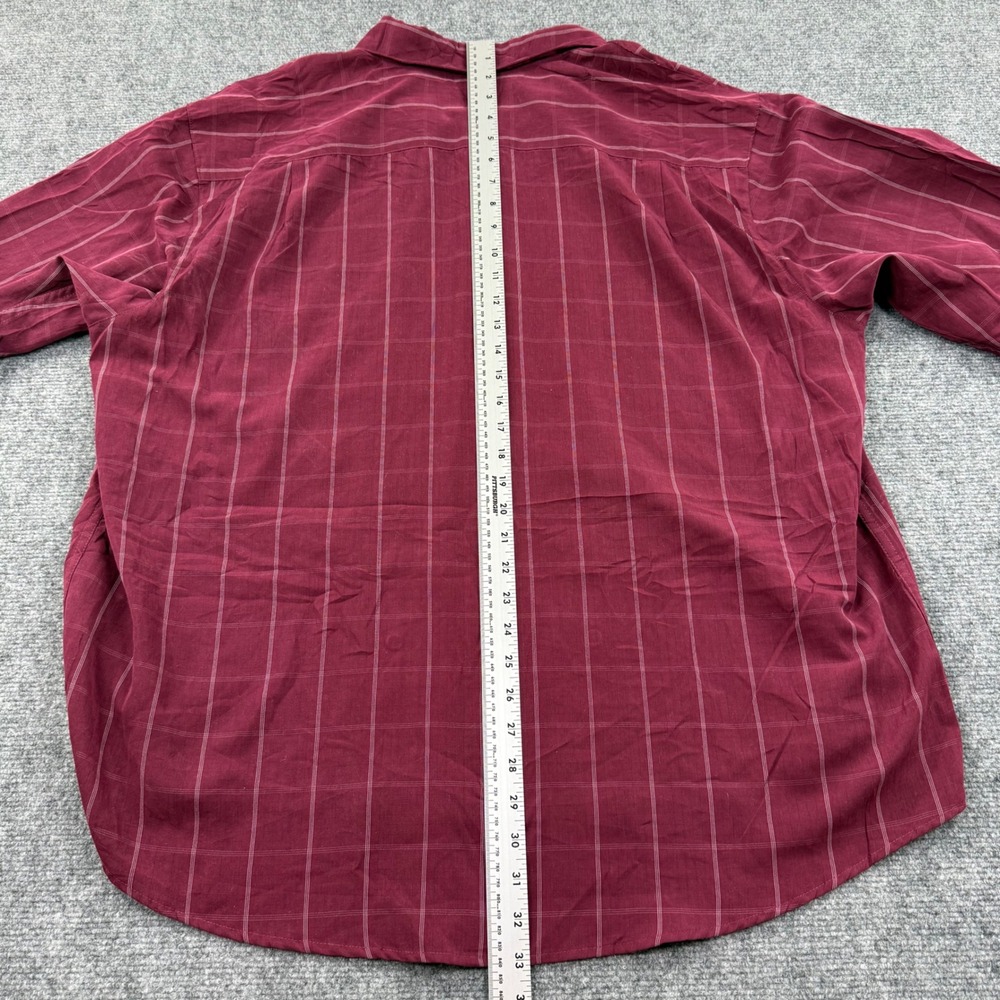 George Button Up Shirt‎ 2XL Merlot Sueded Grid Print FLAW Mens - Picture 6 of 9